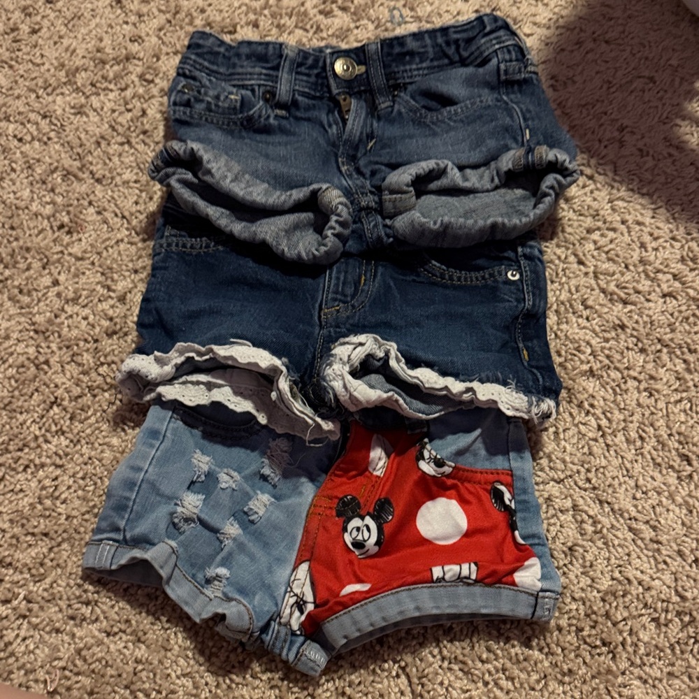 Kids Denim and Cartoon Print Shorts